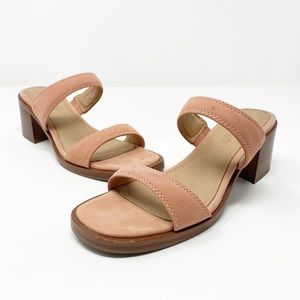 Madewell Saige Double Strap Heeled Mules in Leather